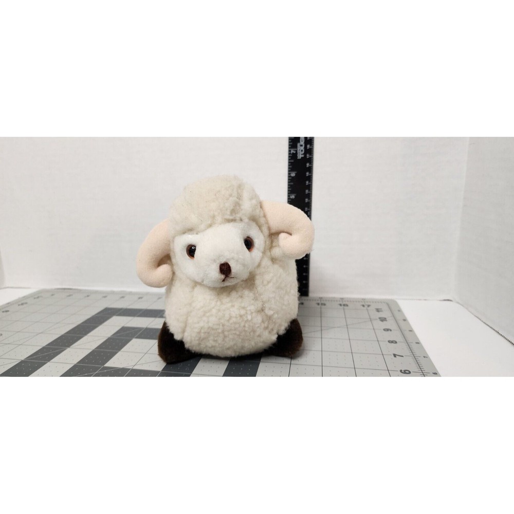 Vintage 1982 Gund Rare Horn Lamb Sheep Stuffed Plush Toy 8"